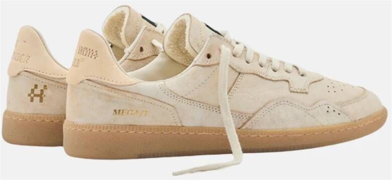 Hidnander Leren lage sneaker met rubberen zool Beige Heren