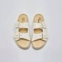 Hidnander Leren Sandalen Beige Dames - Thumbnail 3