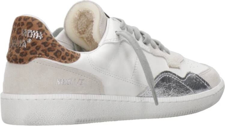 Hidnander Leren sneakers met metallic details White Dames