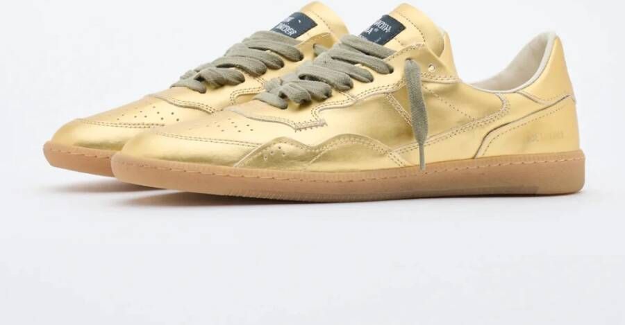 Hidnander Metallic Leren Sneakers Yellow Dames