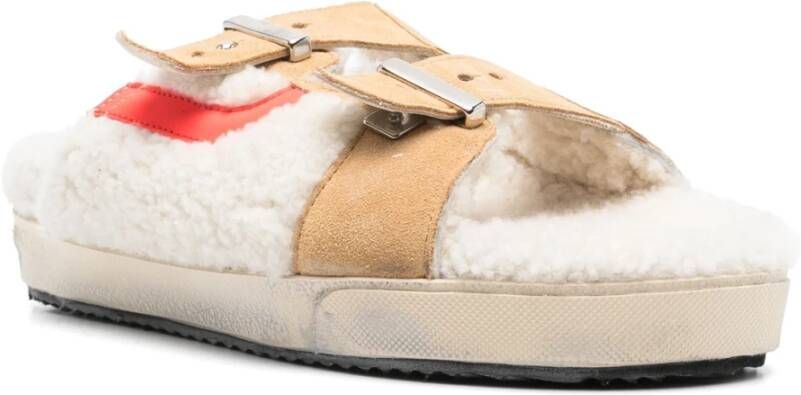 Hidnander Shearling Sandalen Beige Dames