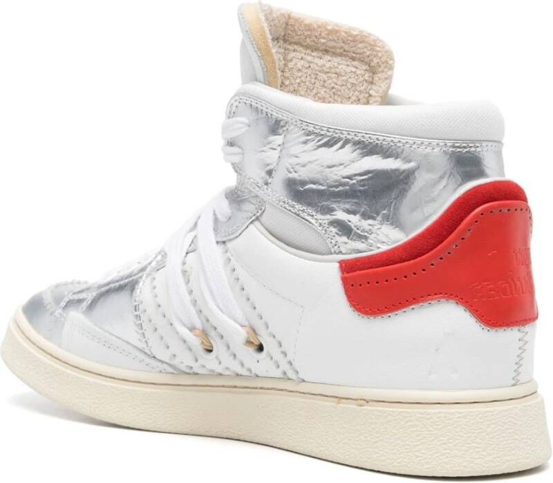 Hidnander Witte en Zilveren Dual Cage Sneakers White Dames