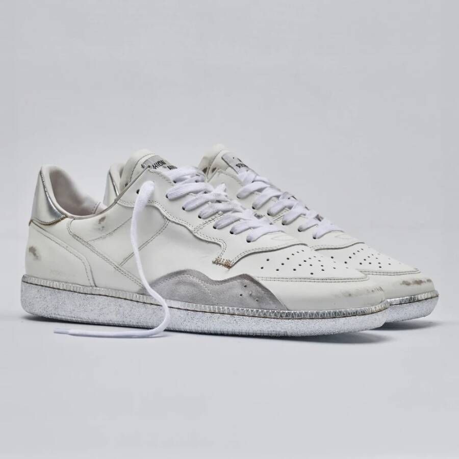 Hidnander Witte Leren Mega T Sneakers Zilver Multicolor Dames