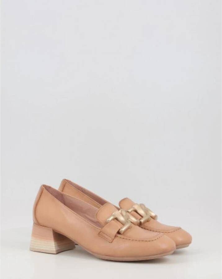 Hispanitas Beige Dames Mocassins met Medium Hak Beige Dames