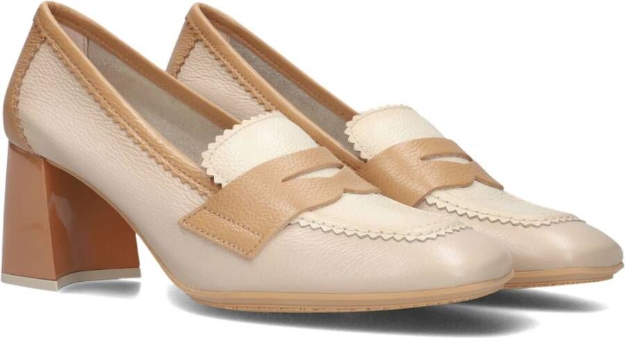 Hispanitas Beige Leren Pumps met Witte Details Beige Dames