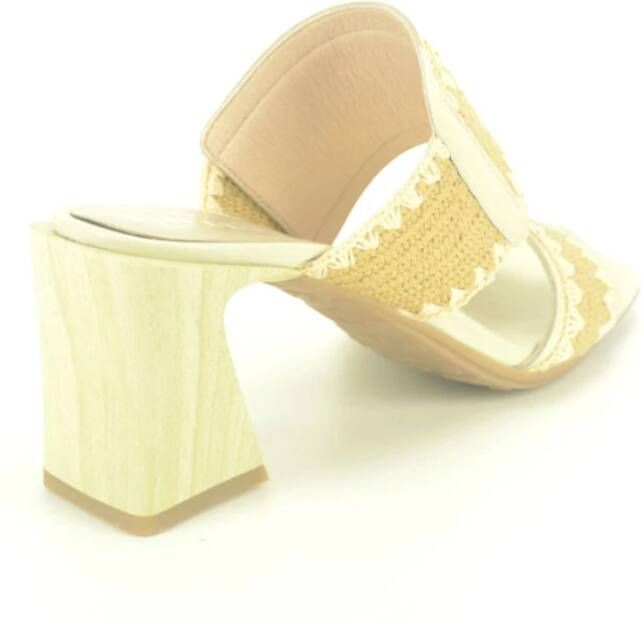 Hispanitas Beige Raffia Muil Sandalen Beige Dames