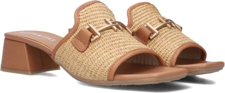 Hispanitas Beige Raffia Sandalen met Hakken Beige Dames