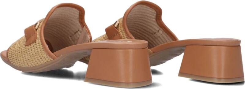 Hispanitas Beige Raffia Sandalen met Hakken Beige Dames