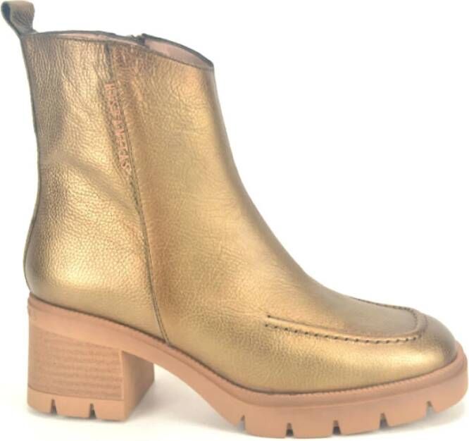 Hispanitas Bronze Botje Stitched Leather Boot Yellow Dames