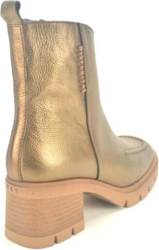 Hispanitas Bronze Botje Stitched Leather Boot Yellow Dames