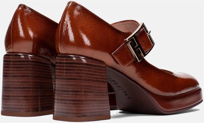 Hispanitas Bruin leren Mary Jane pumps Brown Dames