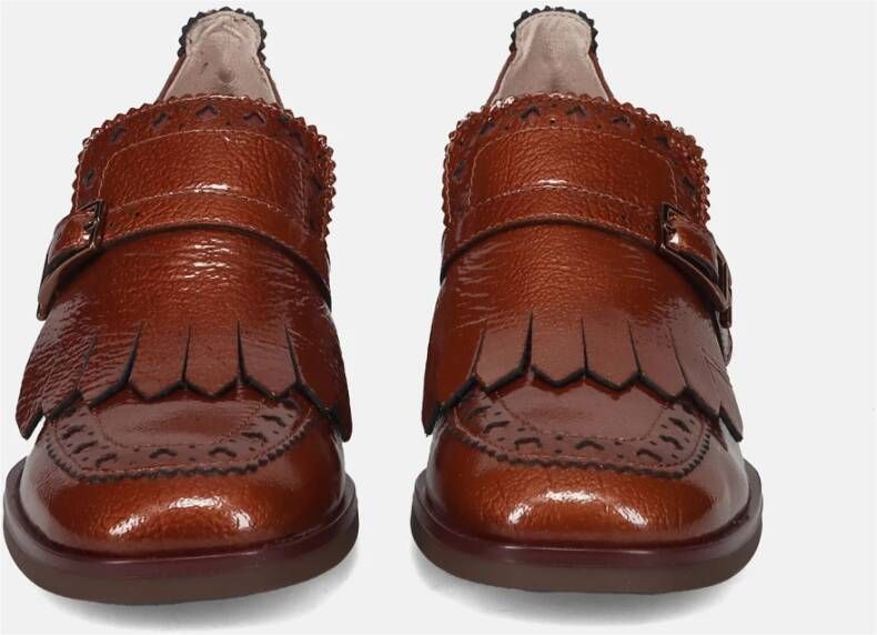 Hispanitas Bruin leren mocassin met franjedetail Brown Dames