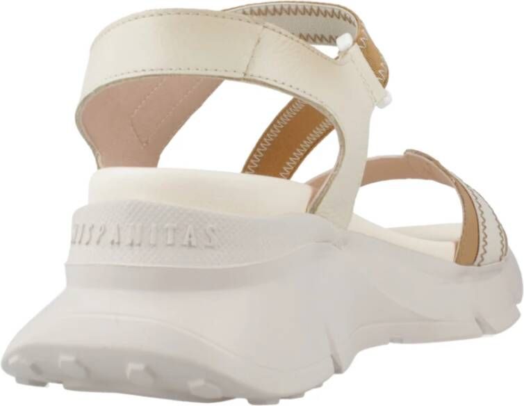 Hispanitas Stijlvolle Platte Sandalen voor de Zomer Beige Dames