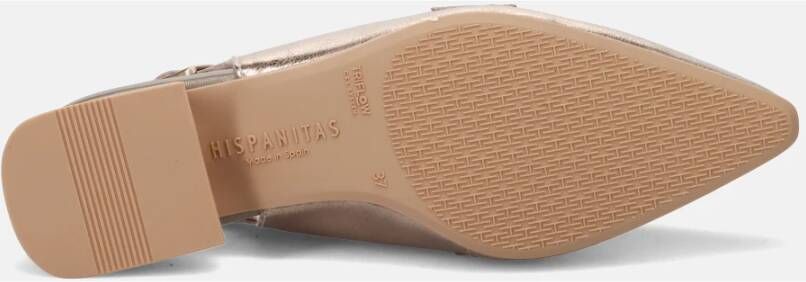 Hispanitas Gouden Puntige Slingback met Blokhak Beige Dames