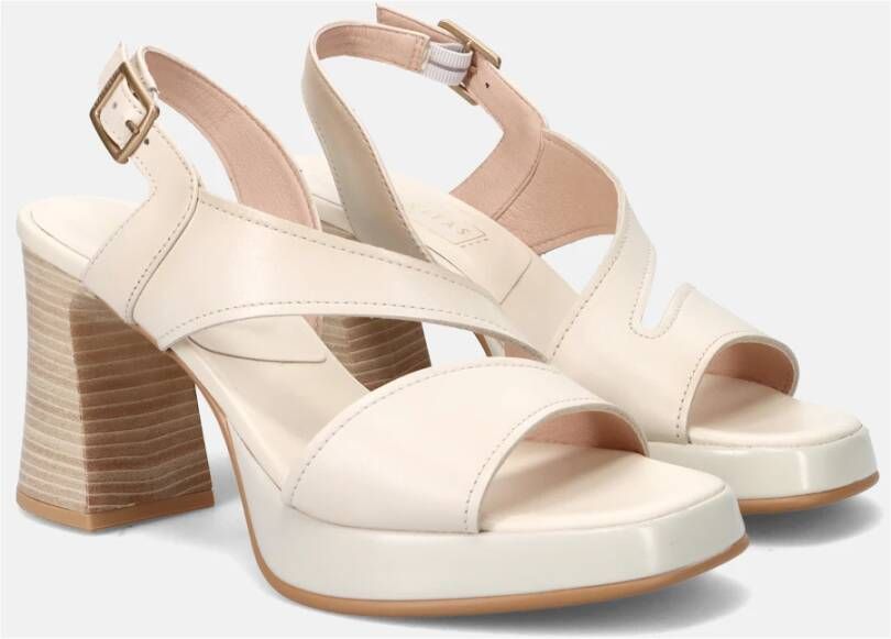 Hispanitas Leren hoge hak sandalen met platform Beige Dames