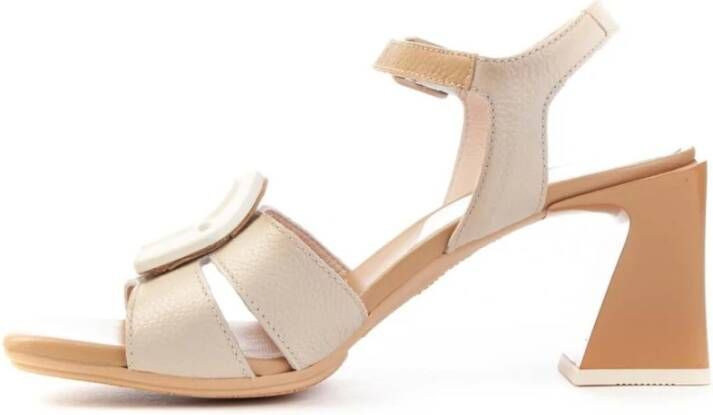 Hispanitas Mallorca Sandaal 70mm Hak Leer Beige Dames