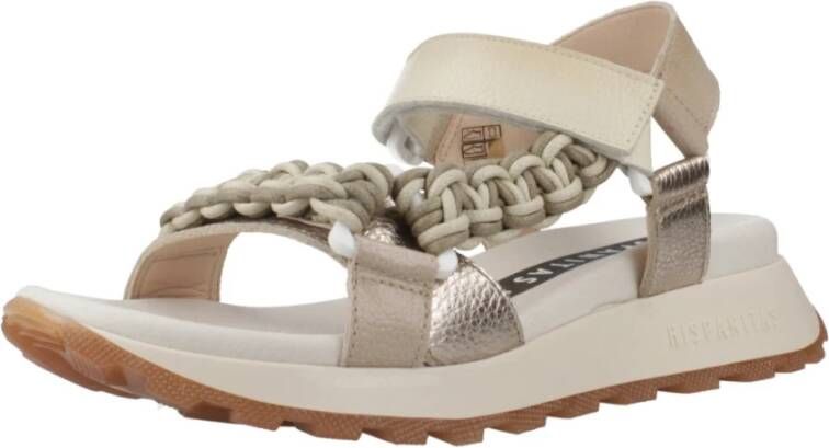 Hispanitas Platte Sandalen met Versiering Beige Dames