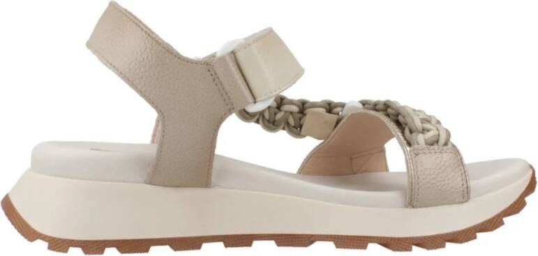 Hispanitas Platte Sandalen met Versiering Beige Dames