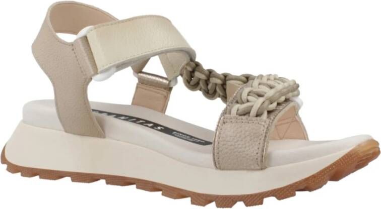 Hispanitas Platte Sandalen met Versiering Beige Dames