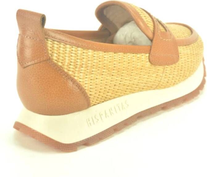 Hispanitas Sportieve Camel Raffia Loafer Brown Dames