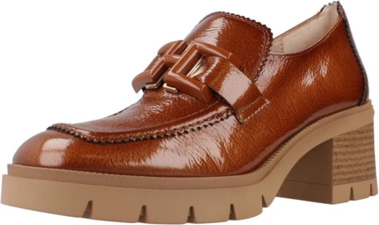 Hispanitas Stijlvolle Loafers met Tacon Hak Brown Dames