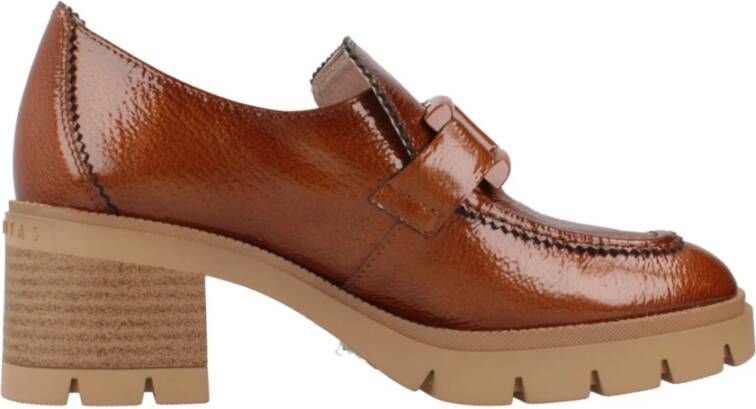 Hispanitas Stijlvolle Loafers met Tacon Hak Brown Dames