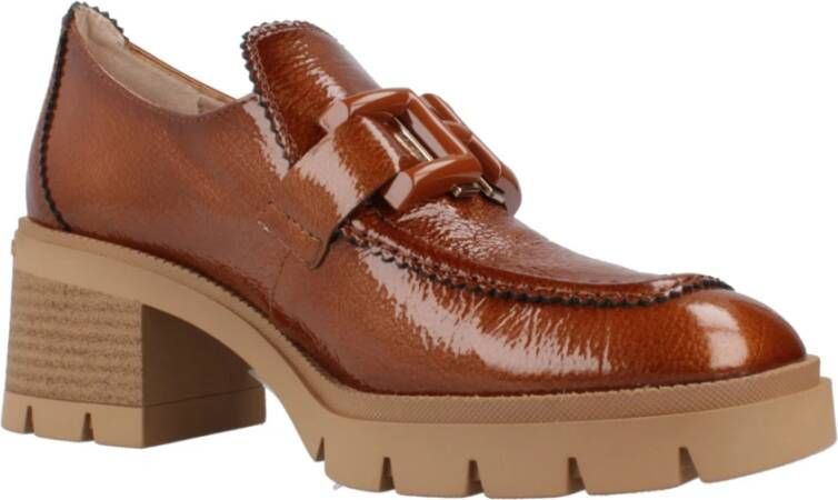 Hispanitas Stijlvolle Loafers met Tacon Hak Brown Dames