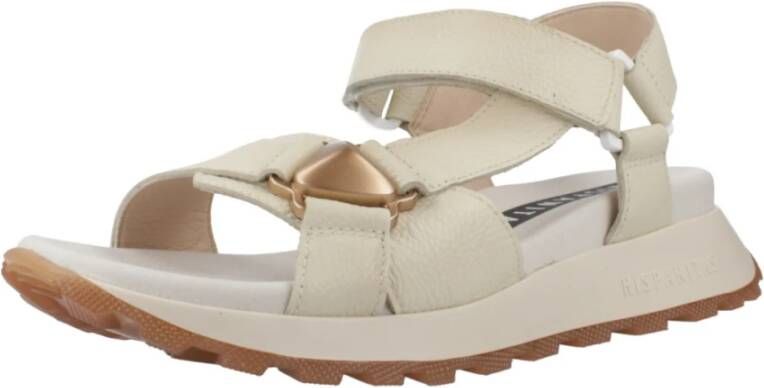 Hispanitas Stijlvolle platte sandalen met versieringen Beige Dames