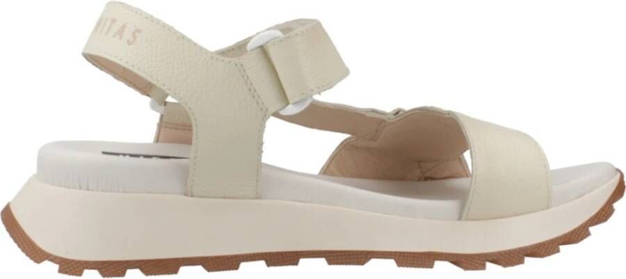 Hispanitas Stijlvolle platte sandalen met versieringen Beige Dames