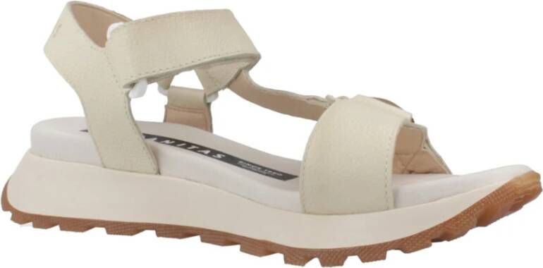 Hispanitas Stijlvolle platte sandalen met versieringen Beige Dames