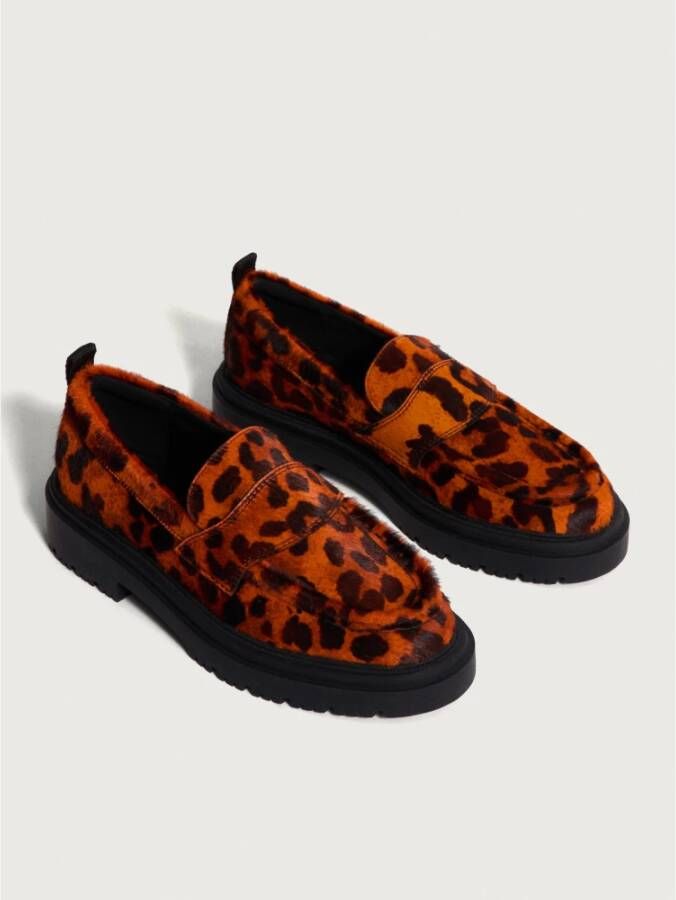 Hoff Dierenprint Oranje Mocassin Schoenen Brown Dames