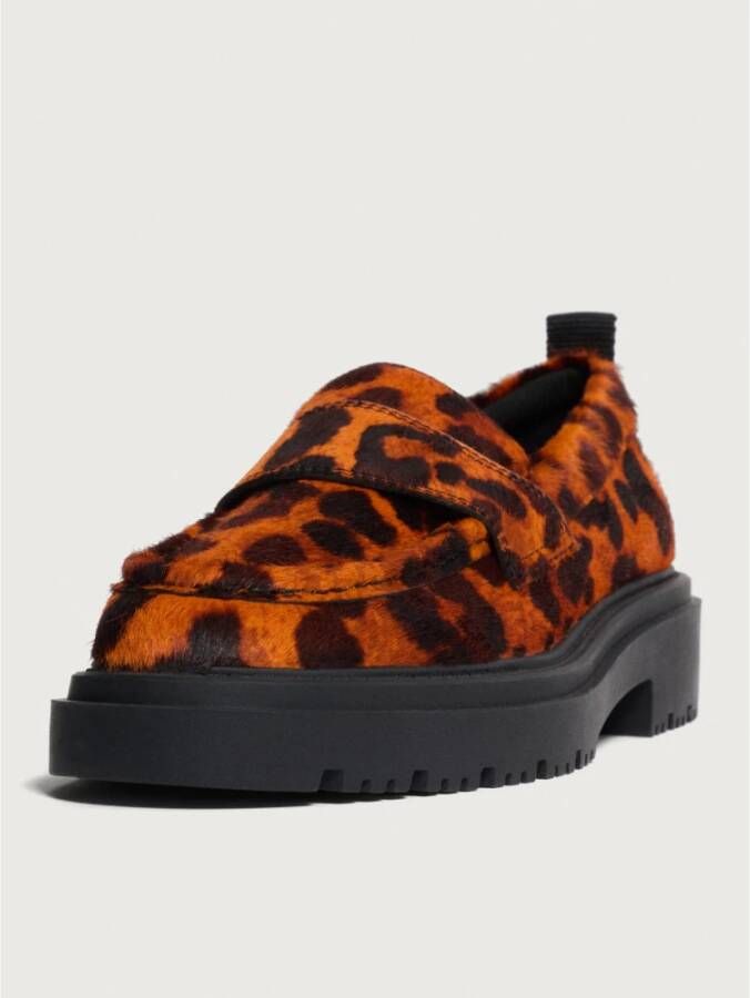 Hoff Dierenprint Oranje Mocassin Schoenen Brown Dames