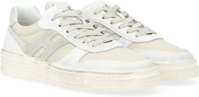 Hogan Beige en witte leren sneakers White Heren