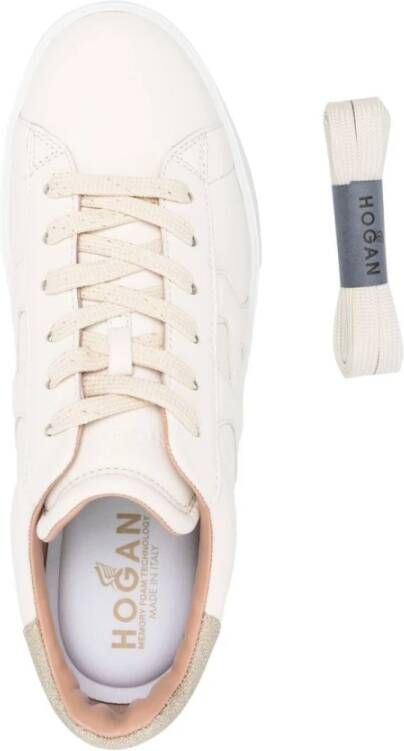 Hogan Beige Glitter Leren Sneakers Beige Dames