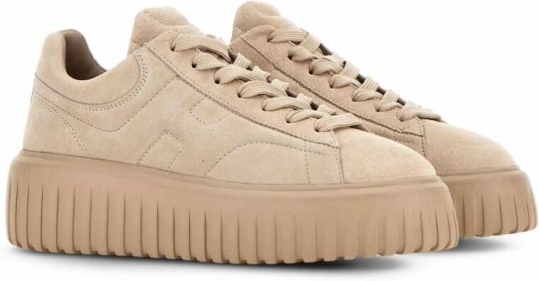 Hogan Beige Suède Leren Sneakers voor Vrouw Beige Dames