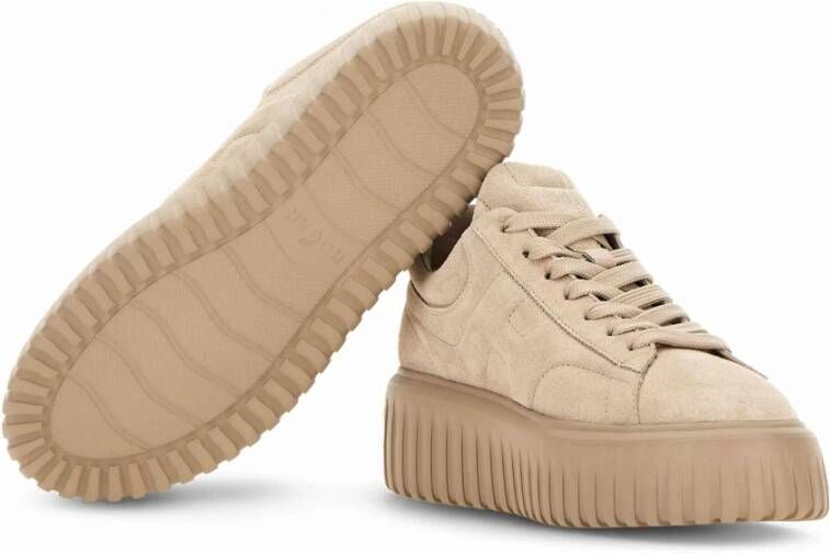 Hogan Beige Suède Leren Sneakers voor Vrouw Beige Dames