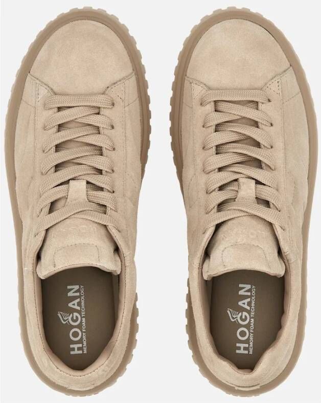 Hogan Beige H-Stripes Suède Sneakers Beige Dames