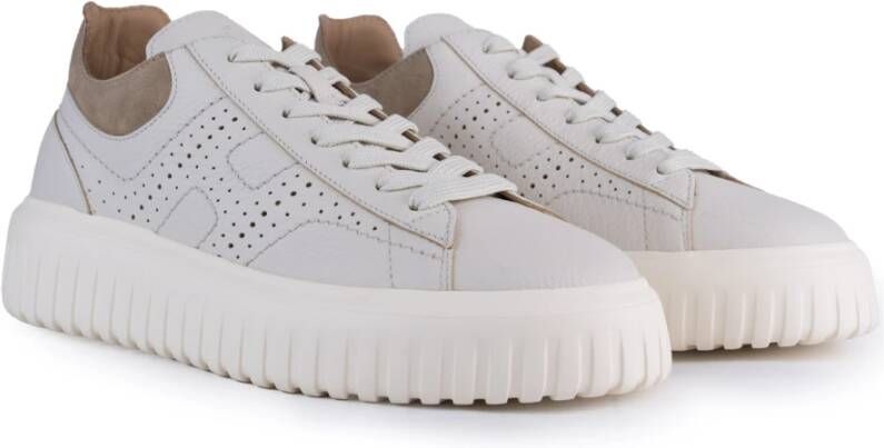 Hogan Beige Leren Sneakers met Geperforeerde Details Beige Heren