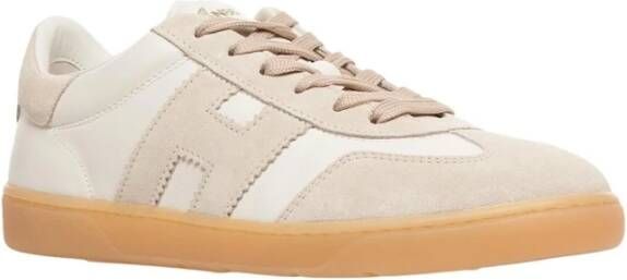 Hogan Beige Sneakers met Contrasterende Hiel Beige Dames