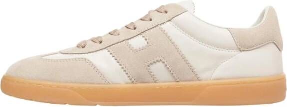 Hogan Beige Sneakers met Contrasterende Hiel Beige Dames