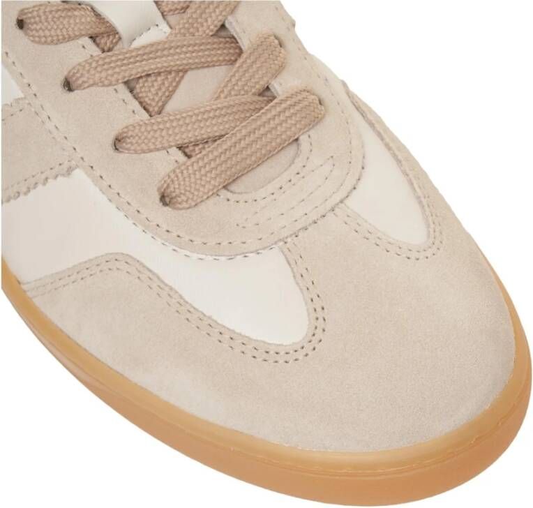 Hogan Beige Sneakers met Contrasterende Hiel Beige Dames