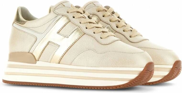 Hogan Beige Sneakers met Glitter Finish Beige Dames