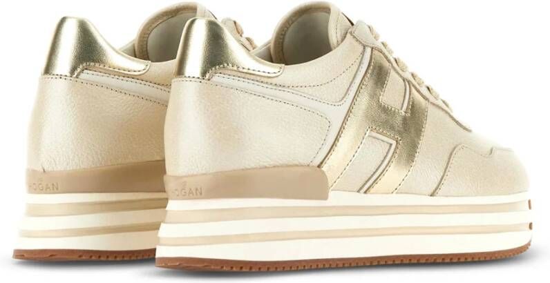 Hogan Beige Sneakers met Glitter Finish Beige Dames