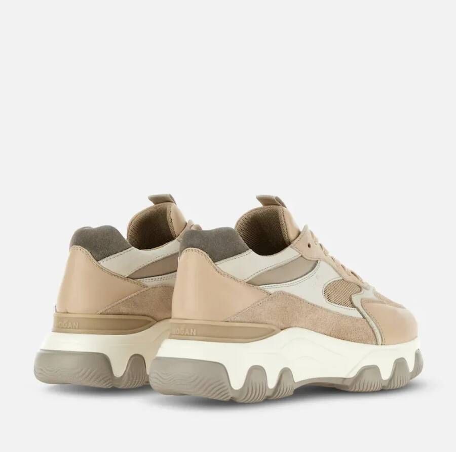 Hogan Beige Sneakers met Leer en Suède Beige Dames