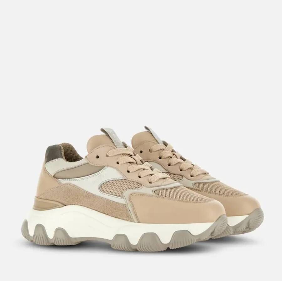 Hogan Beige Sneakers met Leer en Suède Beige Dames