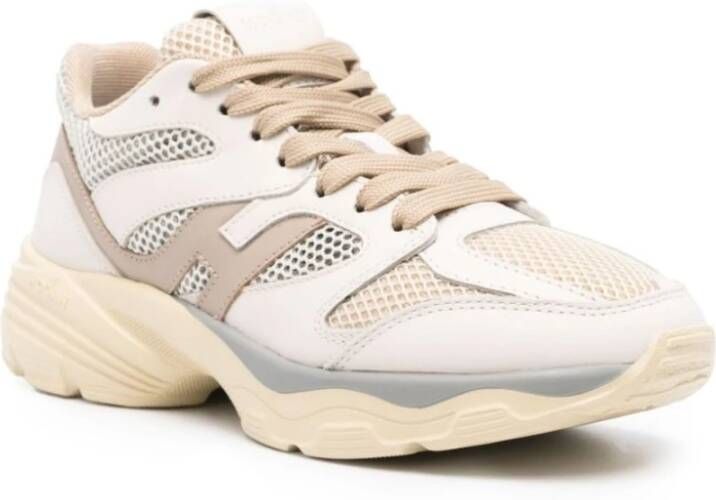 Hogan Beige Sneakers met Mesh Panel Design Beige Dames