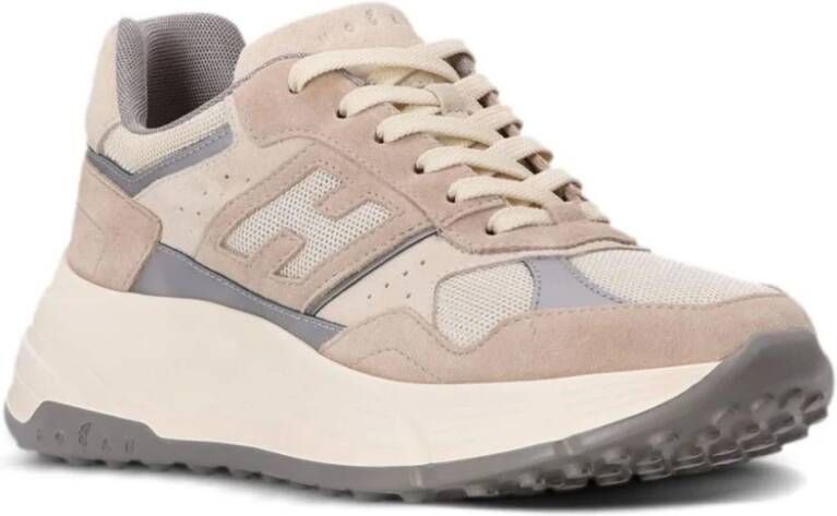 Hogan Beige Sneakers met Suède en Mesh Beige Dames