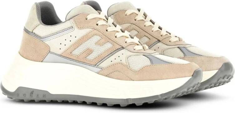 Hogan Beige Sneakers met Suède en Mesh Beige Dames