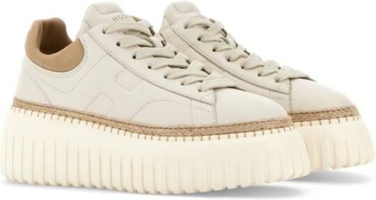 Hogan Beige Sneakers met Suède Panelen Beige Dames