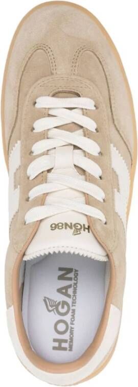 Hogan Beige Sneakers Vetersluiting Gewatteerde Enkel Beige Heren